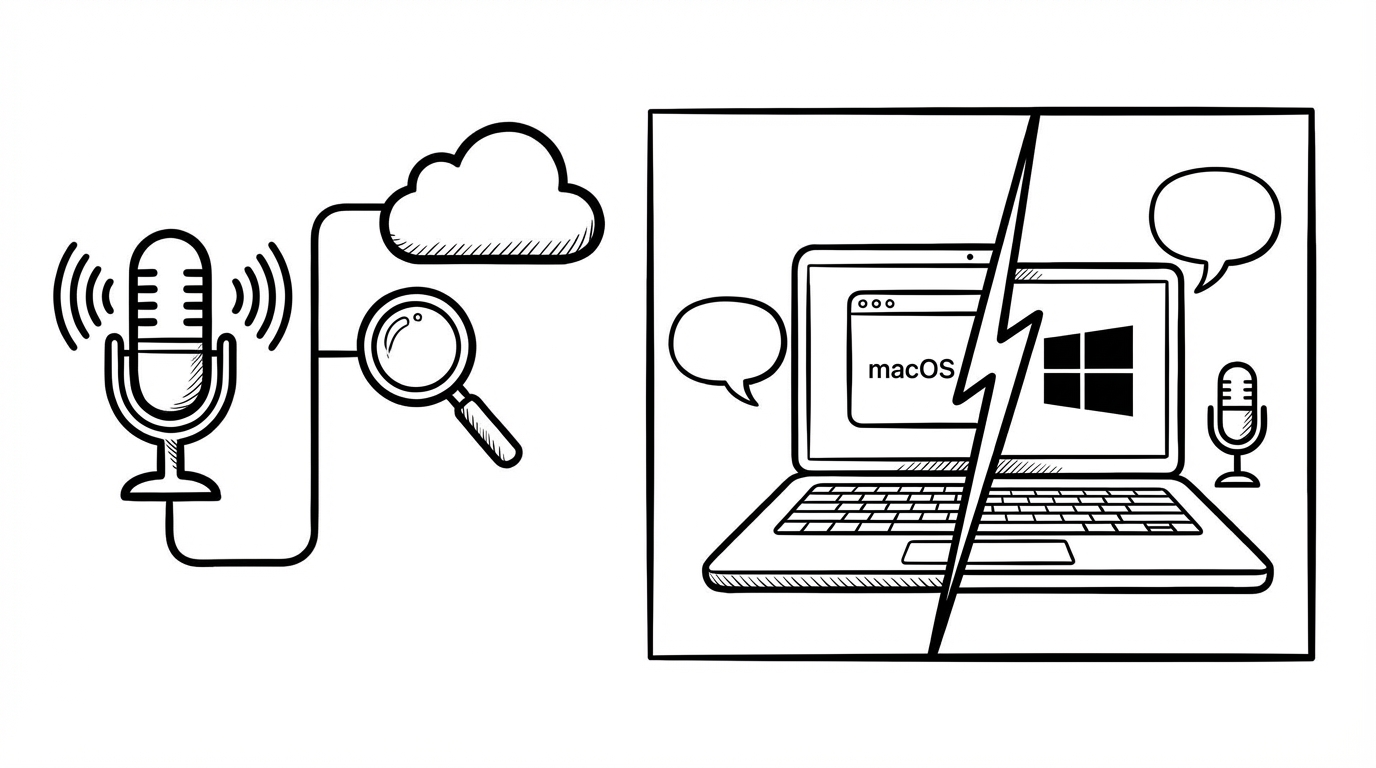 SERP Transcribe vs Built-In Dictation: macOS and Windows Compared cover image