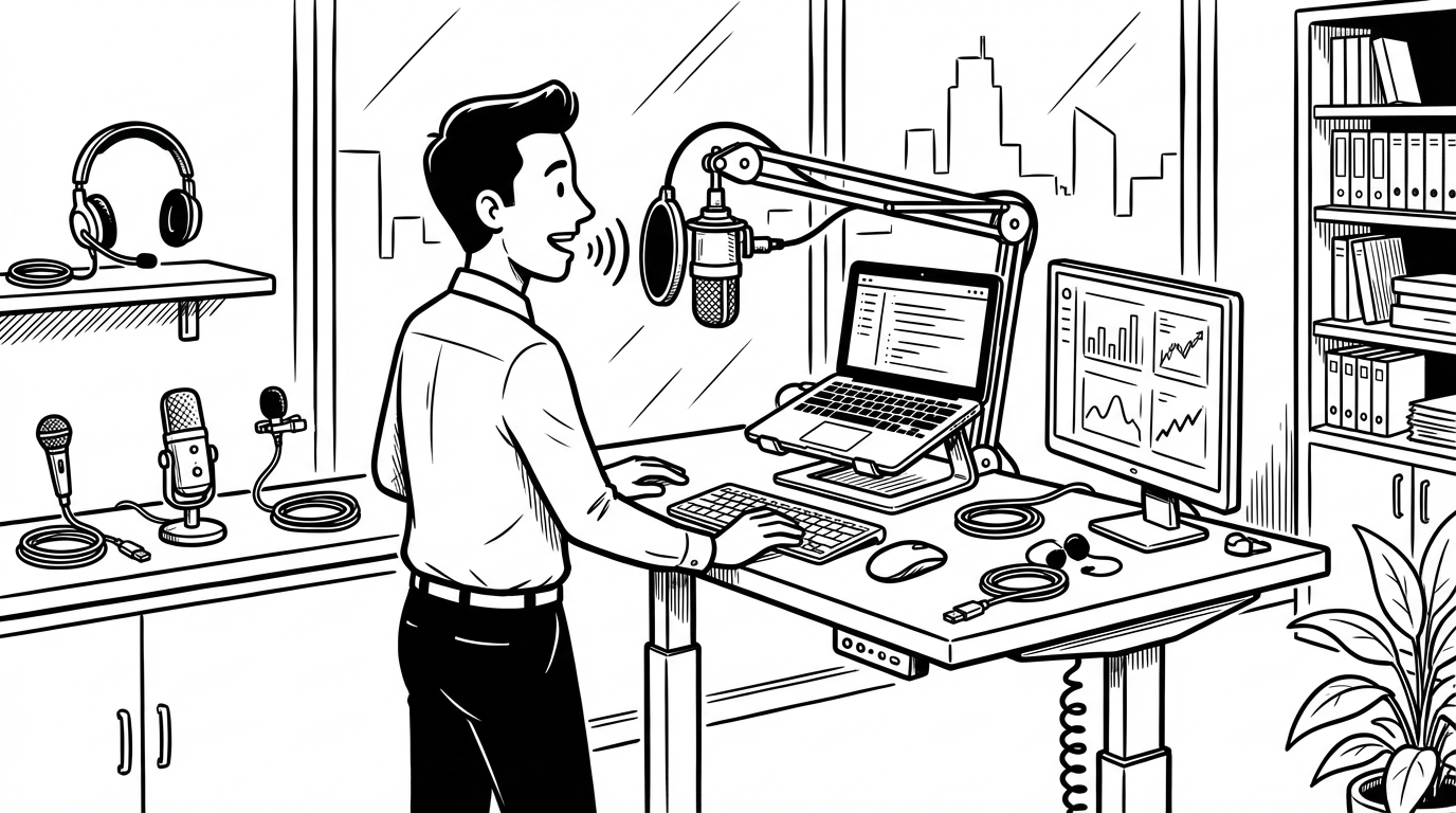 Voice Dictation at a Standing Desk: Setup, Microphones, and Workflow Tips cover image